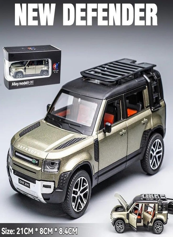 PEZYOX Exclusive Alloy Metal Pull Back Die-cast Car Model with Sound Light Mini Auto Toy for Kids Metal Model Toy Car with Sound and Light (1.24 Scale CAR Defender-Green) - Image 5